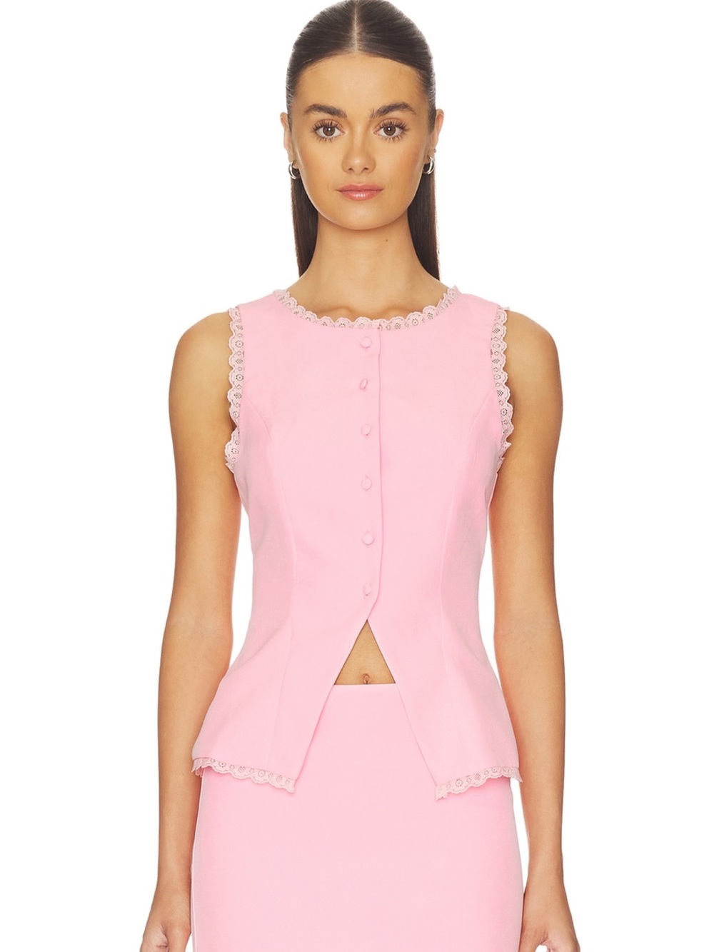 Revolve More to Come Monica Top Pink Lace-Trim Size Small